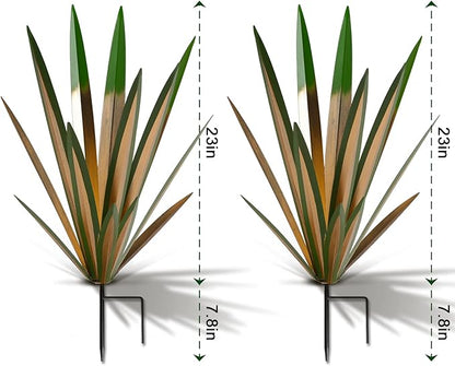 Homight Large Agave Sculpture Rustic Metal Agave Plant Outdoor Interior Decoration Outdoor Lawn Decoration Yard Wooden Posts Matching Garden Suitable for Patio