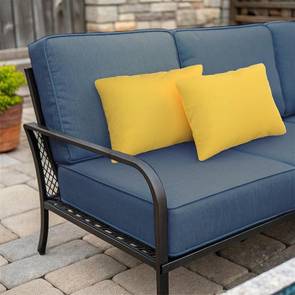 Covers & All Sunbrellla Outdoor Pillows for Patio Furniture, UV Fade Resistant & Waterproof Outdoor Sunbrella Lumbar Pillows, Set of 2 Inserts & Covers for Patios, Decks and Porches (Canvas Sunflower)