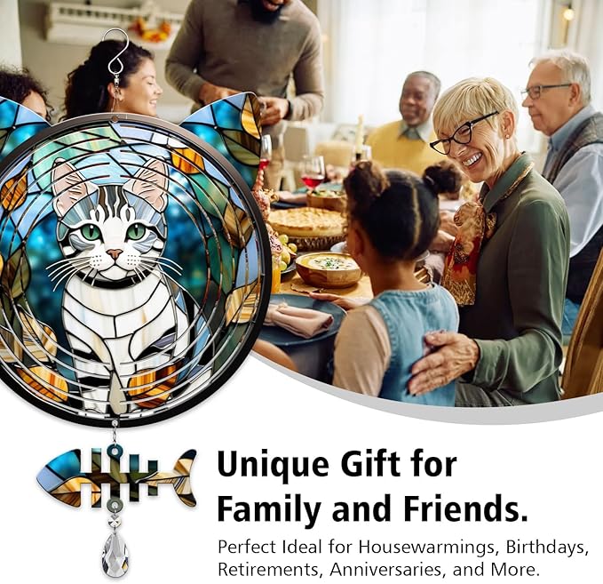 American Shorthair Cat Wind Spinner, American Shorthair Cat Wind Spinner Hanging for Yard and Garden