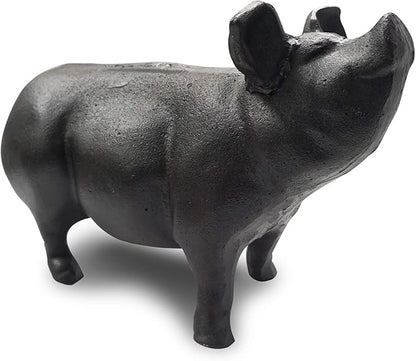 NACH Cast Iron Pig Door Stop/Decorative Statues, Black Pig Gum Stopper, Rustic - 12.6x4.9x7.9 inches, JS-90-7132