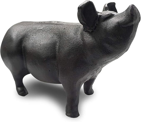 NACH Cast Iron Pig Door Stop/Decorative Statues, Black Pig Gum Stopper, Rustic - 12.6x4.9x7.9 inches, JS-90-7132