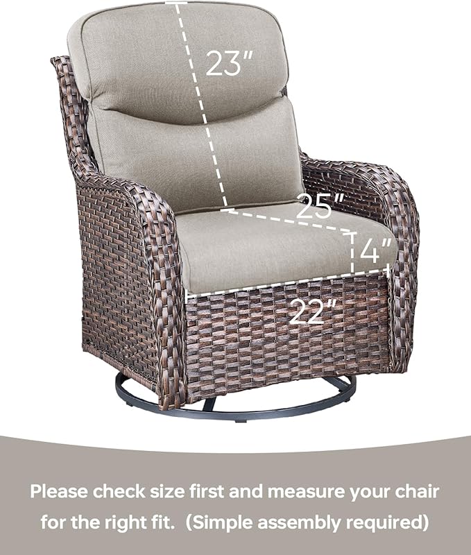 Pop 22x25/22x24 Outdoor Seat Cushions Set of 2 - Comfortable High Back Water-Resistant Patio Wicker Chairs Cushion for Dining Rocker Glider Loveseat Couch Sectional Sofa - Beige/Smile