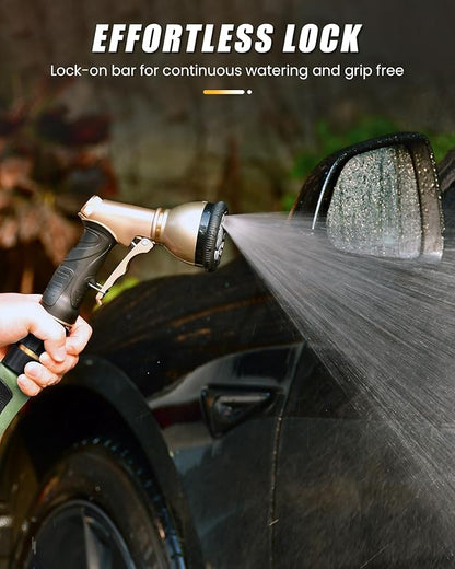 RAINPOINT Garden Hose Nozzle, Hose Sprayer Nozzle with 9 Spray Patterns, High Pressure Water Hose Nozzle Heavy Duty Metal Hand Sprayer, Watering Plants and Lawn, Car Washing, Pet Showering,Grey 2pcs