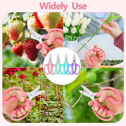 12 Pcs Flower Scissors, Stainless Steel Floral Shear, Premium Garden Pruning Shears, Sharp Garden Scissors, Flower Shears for Fresh Flowers Gardening (Blue, Green, Pink, Violet)