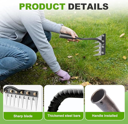 2025 Upgrade Iron Weeding Rake 2.0, 5/6/7/8 Teeth Carbon Steel Garden Weeder Rakes, Iron Rake for Yard Lawn and Garden, Heavy-Duty Garden Hand Weeder Puller Tool for Gardening and Weedings (8 Teeth)