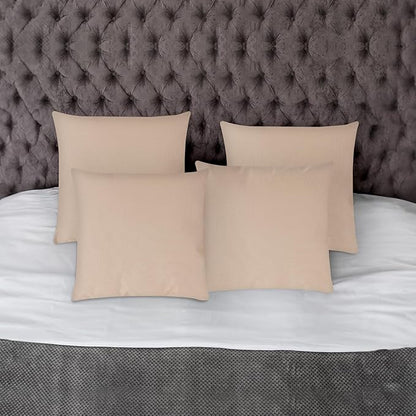 Covers & All Premium Square Throw Pillow Inserts with Covers Set of 4, 18 x 18 Inches Beige, Decorative Cushions for Couch Sofa Home Decor Office Travel UV Resistant Waterproof Soft Cushions Pillows