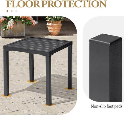 Crestlive Products Outdoor Side Table - Small Metal Square End Table - Easy to Assemble, Weather Resistant Ideal for Garden, Patio, Poolside, Beach, Balcony, Porch