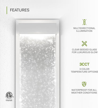 ASD LED 18 Inch Bubble Glass Wall Light Fixture | 22W 520LM 3000-5000K 100-277V | 3CCT, Waterproof, Dimmable, Up-Down Glow, ETL Listed | Exterior Flush Mount Sconce, Outdoor Lighting | White
