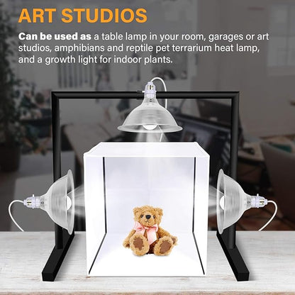 Simple Deluxe Clamp Lamp Light 150 Watt with 8.5 Inch Aluminum Reflector (no Bulb Included), 6 Feet Cord, 2 Pack, White