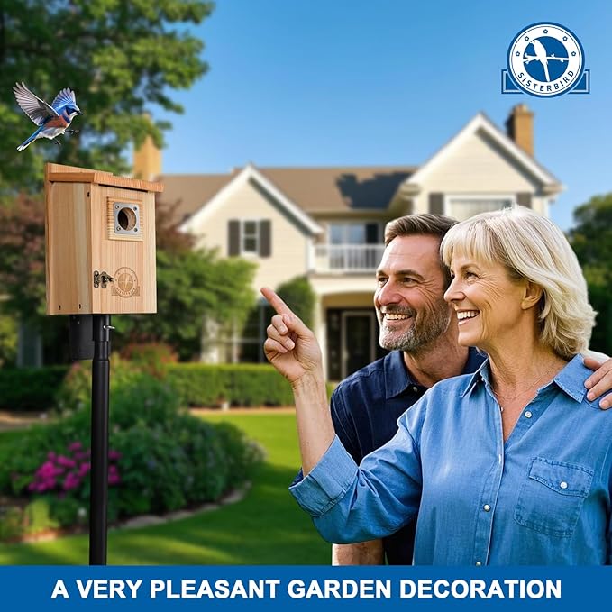 Bird Houses for Outside 1-1/2” Entrance Hole Cedar Birdhouses with Metal Guard Outdoor Bluebird Wren Swallow Finch Asssembly Required