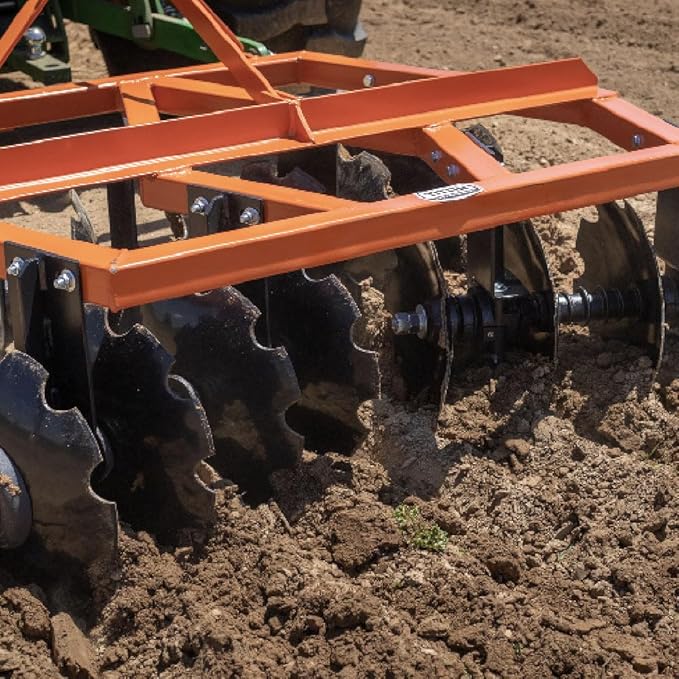 Titan Attachments 3 Point 6ft Notched Disc Harrow Plow Attachment for Cat 1 Tractors, Concave Discs for Tilling, Loosening and Lifting Soil