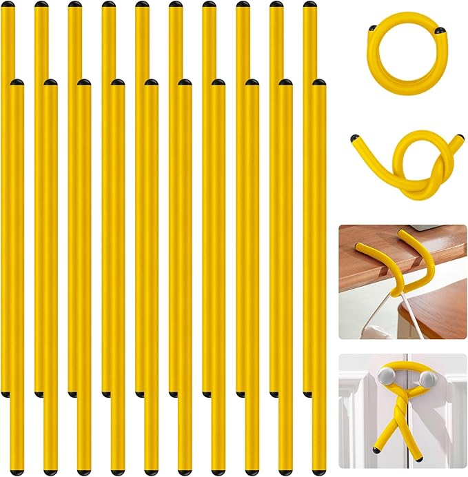20 Pcs 17 Inch EVA Foam Twist Rubber Ties Reusable Bendable Cable Tie Straps Flexible Heavy Duty Twisty Ties for Organizing Cords Bundling (Yellow)