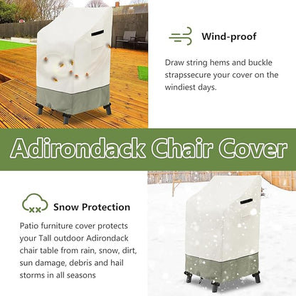 Adirondack Chair Cover 2 Pack, Heavy Duty Waterproof Outdoor Patio Chair Cover (30 W x 32 D x 46 H inches) Beige