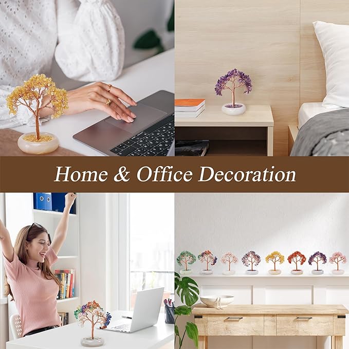 Seven Chakra Crystal Trees, Bonsai Tree, Money Tree, Healing Stones, Crystal Tree of Life, Desk Decor, Home Decor, Unique Birthday Gifts for Women Mom