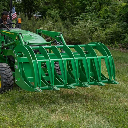 Titan Attachments 84" HD Root Grapple Rake Attachment, Fits John Deere Hook & Pin Tractors, Twin 3,000 PSI Cylinders, Clears Rocks, Logs, Brush, & Debris, Tractor Accessories & Attachments