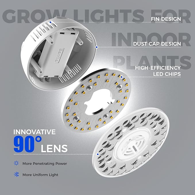 Barrina Orbgrow OG09 Puck LED Grow Light, 5000K 18W(2 x 9W, 270 Watt Equiv), Plant Lights for Indoor Plants Full Spectrum, Magnetic & Linkable, Small Grow lamp, Perfect for Plant Shelf, 2 Packs