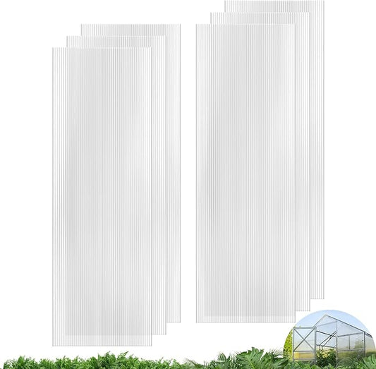 UMIG 6 PCS 6' x 2' x 0.32'' Polycarbonate Greenhouse Panels, Twin-Wall Waterproof UV Protected Corrugated Plastic Roof Panels Sheets, Clear Replacement Panels for Greenhouse, Outdoor, Plant