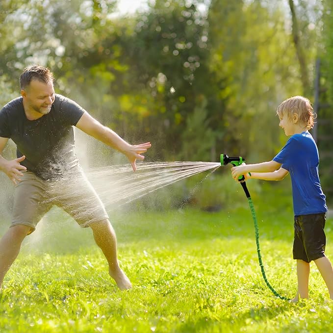 Garden Hose 75 ft,Non-Expanding,10 Functional Nozzles,Garden Hose Anti-Kink,Heavy Duty Flexible Water Hose 75 ft,Suitable for Outdoor,Yard, Lawn, Car Washing and Other Scenes.(green, 75ft)