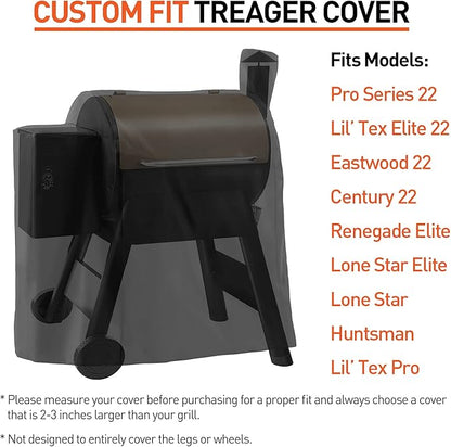 Arcedo Pellet Grill Cover Compatible with Traeger Pro 22 Series - Waterproof Wood BBQ Smoker Protector for Century 22, Eastwood 22, Pro 575, Lil' Tex Elite 22, Heavy Duty Polyester Grilling Covers