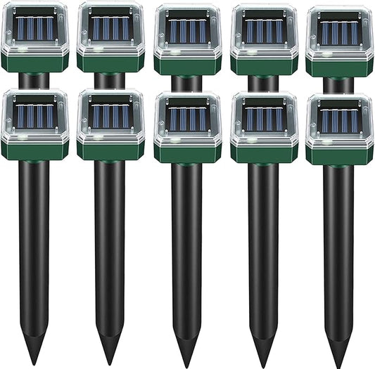 Mole Repellent Solar Powered -10 Packs Snake Repellent Ultrasonic Vole Snake Repeller for Lawns and Yards Waterproof Outdoor Gopher Repeller Effective for Garden