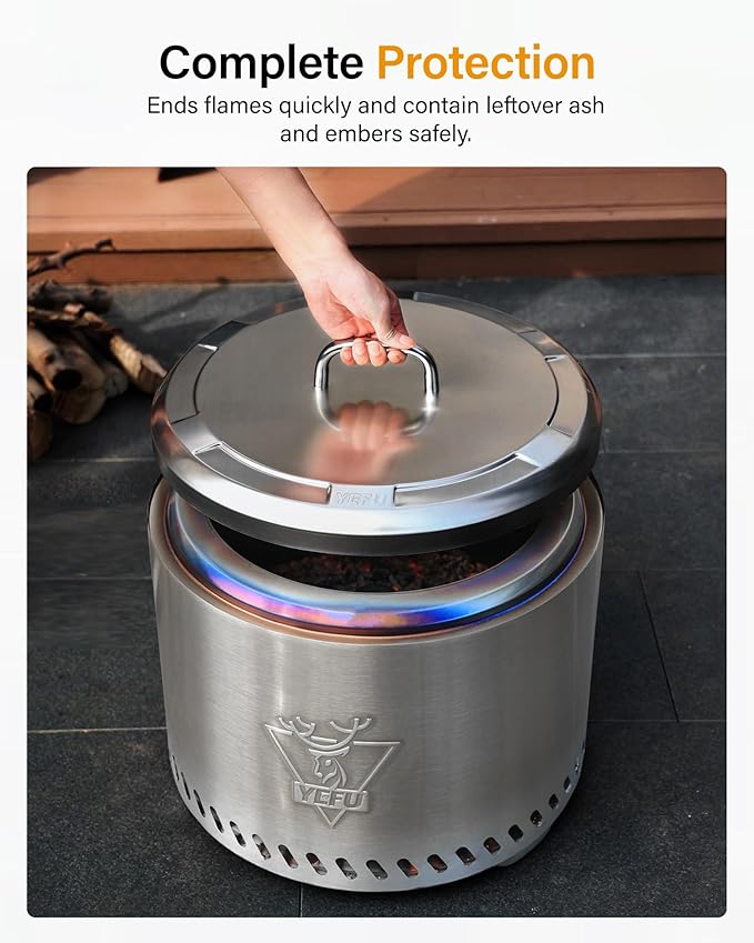 YEFU Fire Pit Lid for Solo Stove Bonfire 19.5 Inch, Portable 304 Stainless Steel Cover Accessory for 19" Outdoor Firepit, Waterproof Anti-Dust and All-Weather Resistant