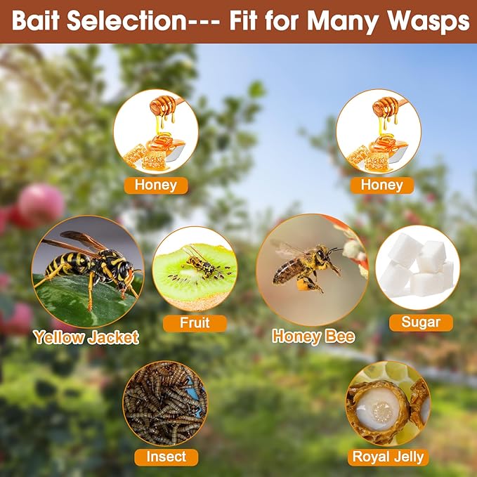 8 Pack Carpenter Bee Traps for Outside Disposable Wasp Traps Outdoor Hanging Yellow Jacket Trap Hornet Trap Bee Killer Wasp Catcher for Patio, Garden