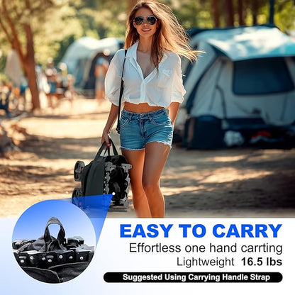200L Collapsible Foldable Wagon, Large Heavy Duty Wagon Cart with 440lbs Weight Capacity, Folding Utility Wagon with Brake for Camping, Garden, Sports, Picnic, Shopping (Black)