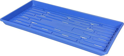 SUNPACK 10" x 20" Heavy Duty Shallow Plastic Seed Starting Tray, Blue, 1" (Pack of 10) - Lined with Drainage Holes for Excess Water and Aeration, Ideal for Greenhouses or Indoor Gardening