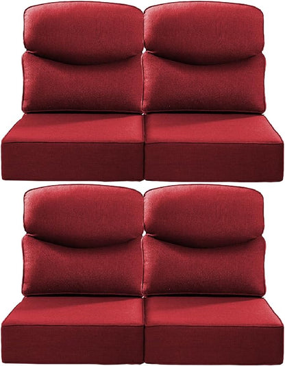 Luxury 24x24x6 Inch Smile Patio Dining Chair Cushions Set of 4 - Heavy Duty Water Slashproof Outdoor Seat Cushion for Outside Furniture Swivel Chairs Loveseat L-Shape Sofa - Red