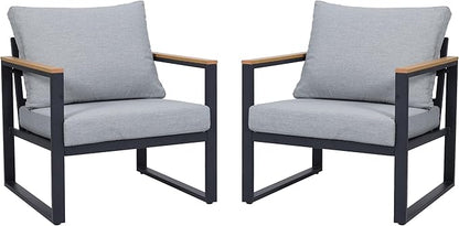 Outdoor Chairs Set of 2, Outdoor Furniture Set, Outdoor Conversation Chair Sets for Balcony Backyard Park Garden, Light Grey
