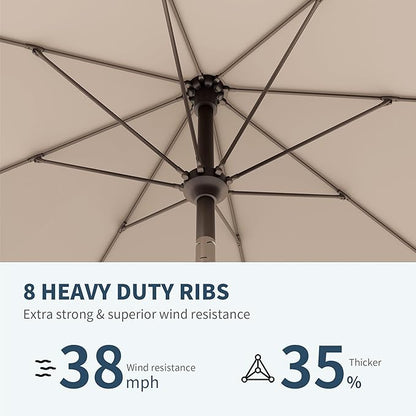 PatioKingdom Auto-Tilt 9FT Patio Umbrella Outdoor with 8 Sturdy Fiberglass Ribs,Market Table Umbrella for Pool,Backyard,Deck and Garden
