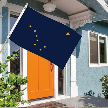 Alaska Flag 3x5 FT Sturdy for Outside, Heavy Duty 3Ply Polyester Alaska State Flags Outdoor, Double Sided Long Lasting AK State Flag Brass Grommets