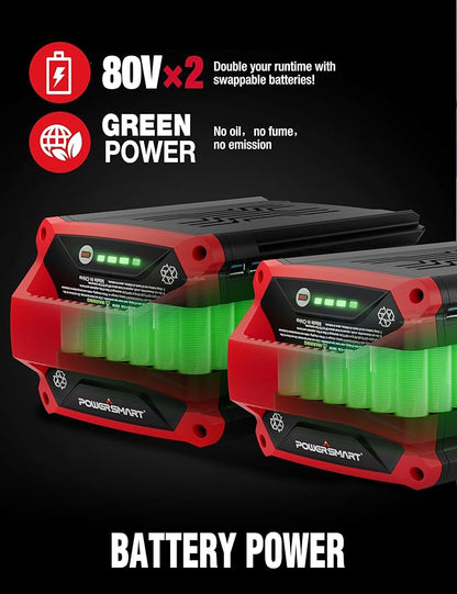 PowerSmart 80V 24" Cordless Snow Blower, 2-Stage Self-Propelled with (2) 6.0Ah Batteries & (1) Charger (HB2805B)