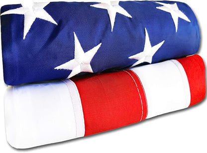 American Flag - Heavy-Duty US Flag - Embroidered Stars - Nylon USA Flag Built for Outdoors - Sewn Stripes - UV Protection - Brass Grommets (5x8 ft)