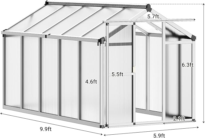 Greenhouse, Greenhouse for Outdoors, Polycarbonate Greenhouses with Quick Setup, Aluminum Frame and Roof Vent, Lockable Door for Backyard, Green Houses for Outside Garden Backyard, Patio