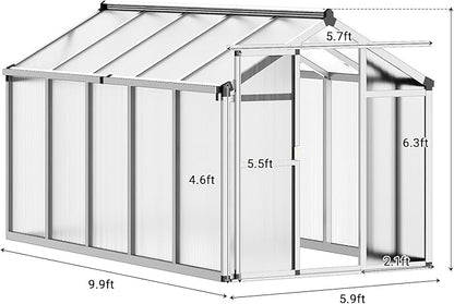 Greenhouse, Greenhouse for Outdoors, Polycarbonate Greenhouses with Quick Setup, Aluminum Frame and Roof Vent, Lockable Door for Backyard, Green Houses for Outside Garden Backyard, Patio
