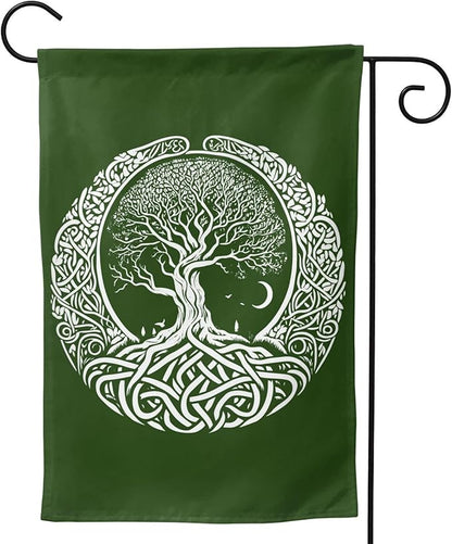 Viking Tree Garden Flag Vertical Double Sided Outdoor Yard Tree Flags 12.5x18 Inch Burlap Banners Vertical Double Sided for Outdoor Decor Lawn