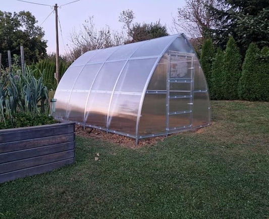 Classic Arch Polycarbonate Greenhouse Kit – 0.23" Twin-Wall Panels, Heavy-Duty Galvanized Steel Frame, Weather-Resistant, Expandable Outdoor Garden House for All Seasons 3 x 8 m (24 m2)
