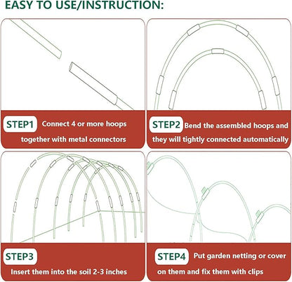 Garden Hoops for Raised Beds, 36pcs Greenhouse Hoops Grow Tunnel, 8ft Rust-Proof Fiberglass Frame for Garden Netting, Row Cover, Protecting Outdoor Plants