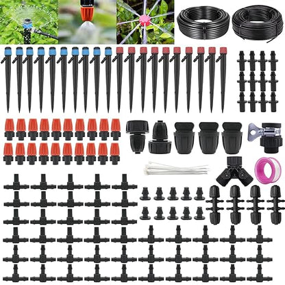 240-Ft Drip Irrigation Kit Automatic Garden Watering Plant System Kit, Greenhouse Irrigation Kit, Patio Sprinkler System for Outdoor Raised Bed Plants with 1/2in,1/4in Hose