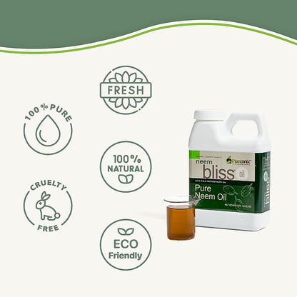 Neem Bliss (1 Gallon) - Pure Neem Oil Concentrate - 100% Cold Pressed Neem Oil - All-Natural Neem Oil Concentrate - Pure Neem Oil Extract - Unrefined Neem Oil for Hair - Neem Seed Oil Concentrate