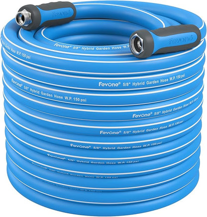 Fevone Garden Hose 150 ft., Lightweight Hybrid Water Hose, Flexible and Durable, Leak-Free Connections