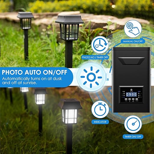 400W Low Voltage Landscape Transformer with Timer & Photocell for Landscape Lighting, 120V to 12V/14VAC, Stainless Steel, Weatherproof Smart Transformers for Outdoor Yard Lights, Path Lights