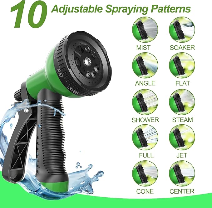 Metal Garden Hose 100ft, Stainless Steel Water Hose Leak-Proof w/10 Function Sprayer Nozzle, 5/8" Fittings Flexible Garden Hose, Long-Lasting, Lightweight, No-Kink Water Hose, for Yard,Lawn