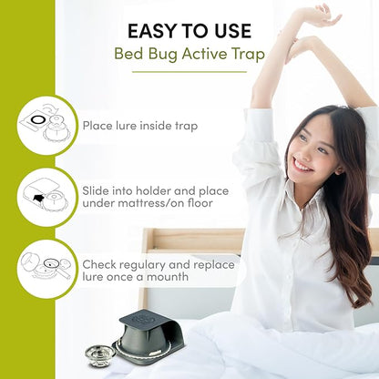 Scout Bed Bug Detection Trap – Non-Toxic Early Monitoring Solution with Patented Pheromone Technology, Includes 4 Bed Bug Detection Traps, Replaceable Lures and User Guide