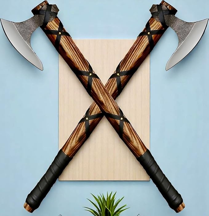 AX-7000 Custom Gift Forged Carbon Steel Viking Axe with Rose Wood Shaft, Viking Bearded Camping Axe (AX-7000) (AX-5936)