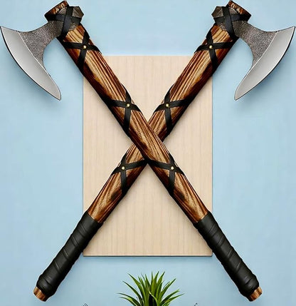 AX-7000 Custom Gift Forged Carbon Steel Viking Axe with Rose Wood Shaft, Viking Bearded Camping Axe (AX-7000) (AX-5936)