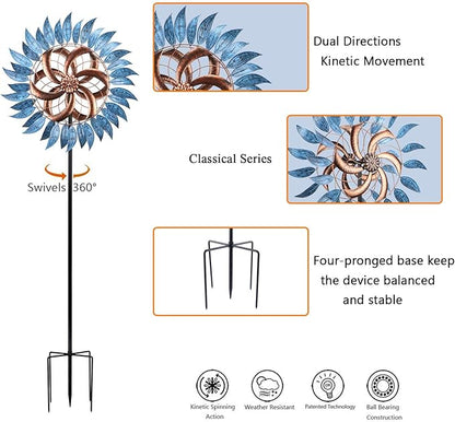 Wind Spinner Large Wind Mill Metal Outdoor Indoor Large Two-Way Wind Sculptures for Garden Patio Yard Decor