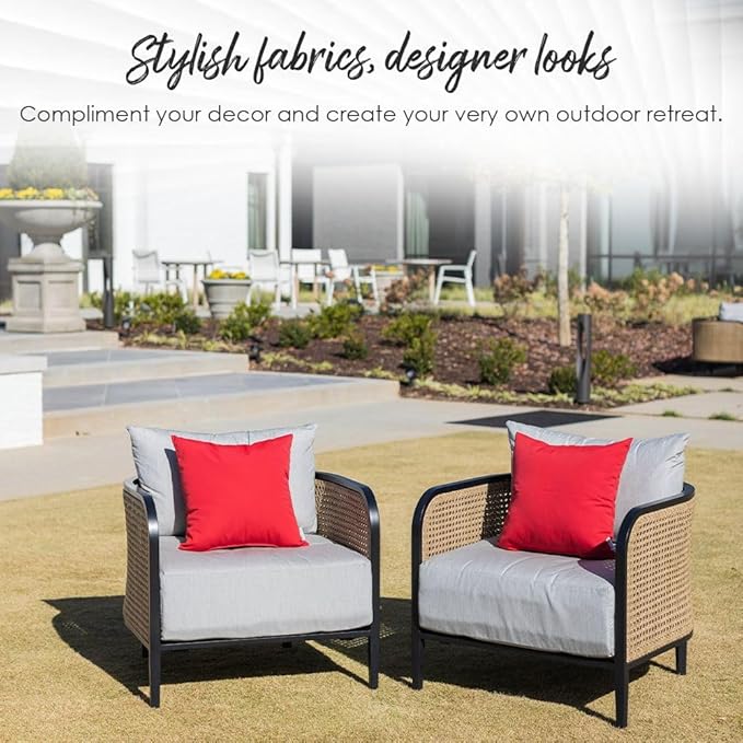 RSH DECOR: Lumbar Throw Pillows Set of 2 | 20” x 12" | All-Weather Spun Fabric | Water and Fade-Resistant | Outdoor Support Pillows for Patio Furniture | Medlo Sonoma