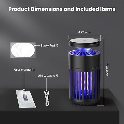 Pest Sniper Indoor Insect Trap,Attracts and Zaps Mosquitos, Gnats, Moths, Fruit Flies，2 in 1 Bug Zapper with Suction and Electric Grid